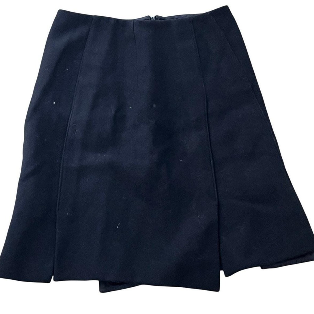 PRADA Designer Black Wool Wide Inverted Box Pleats A-Line Mini Skirt Sz 40